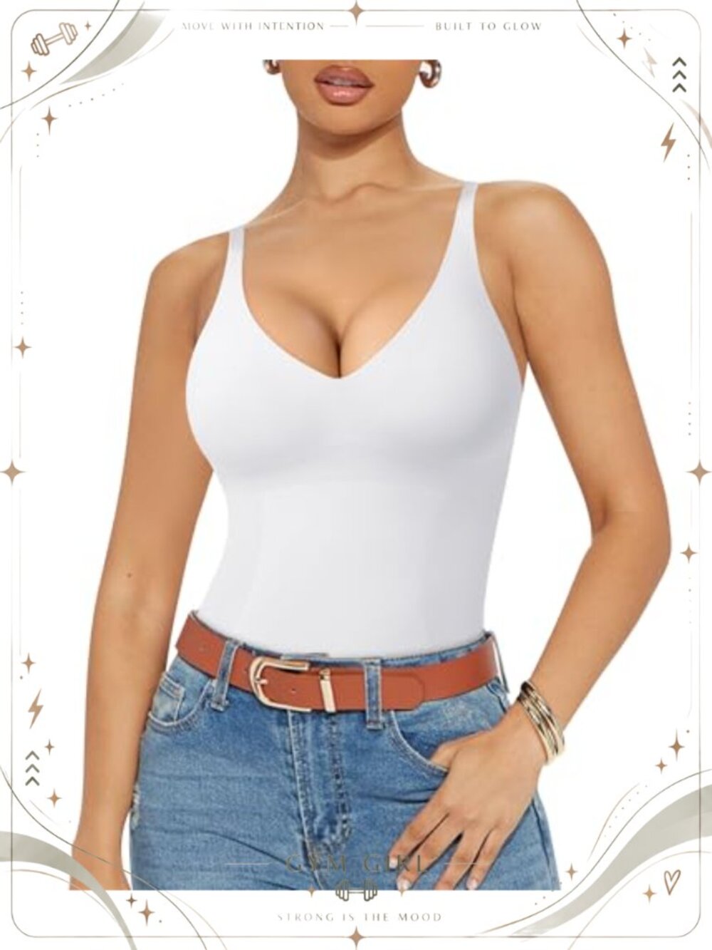V-Neck Compression Tank Top Tummy Control Shapewear Seamless Body Shaper Cami